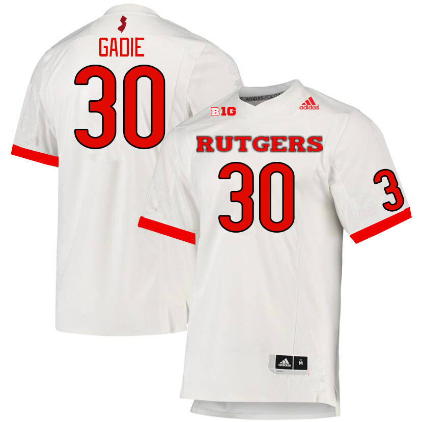 Men #30 Sam Gadie Rutgers Scarlet Knights College Football Jerseys Stitched Sale-White - Click Image to Close